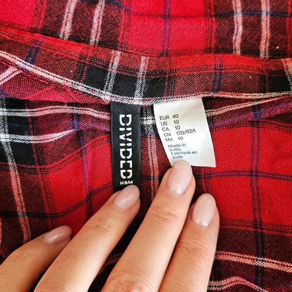 Red Plaid Button-Up Shirt - Picture 5 of 8